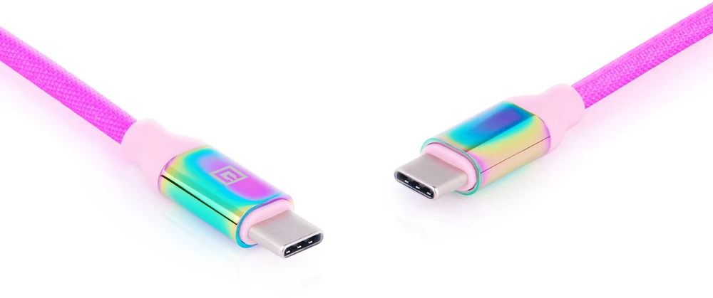 Laidas REAL-EL Premium USB Type-C – Type-C Rainbow 1m, vaivorykštės spalvos