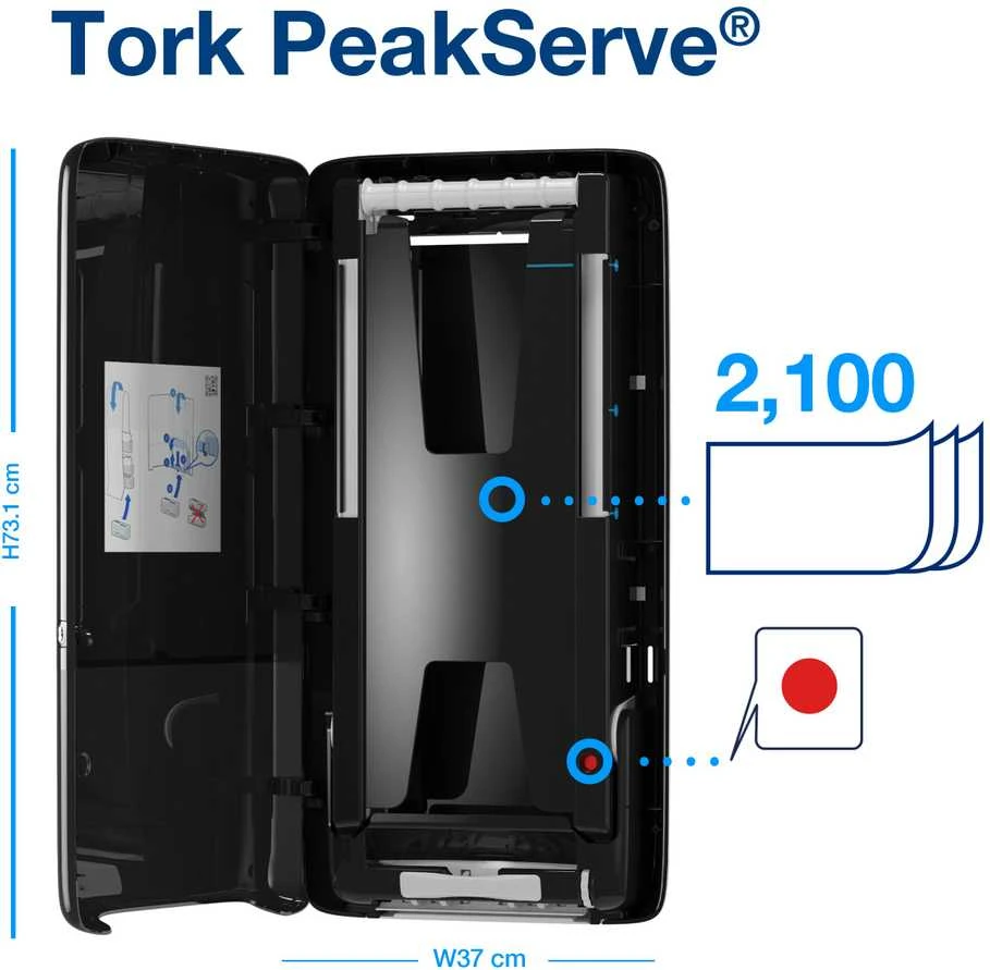 Laikiklis rankšluosčiams Tork PeakServe Continuous H5, (552508), juodos spalvos, plastikinis