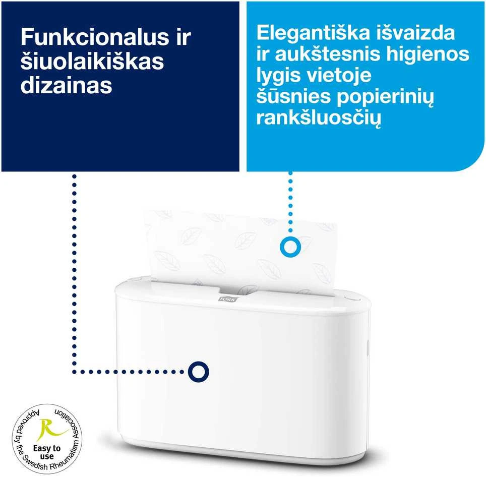 Popierinių rankšluosčių laikiklis TORK Xpress Countertop Multifold 323 x 218 x 116 mm, baltas, 552200
