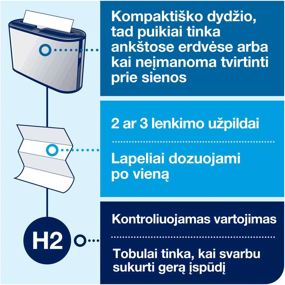 Laikiklis popieriniams rankšluosčiams TORK Xpress Countertop Multifold, 218 x 116 x 323 mm (460005)