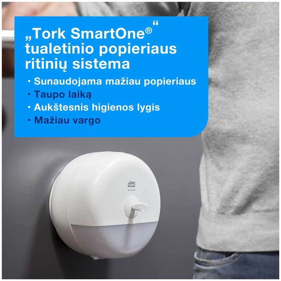 Tualetinių servetėlių laikiklis TORK SmartOne Mini T9, baltas, 1 vnt. 681000