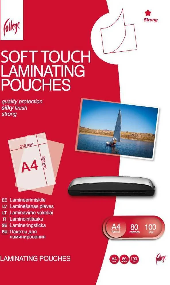 Laminavimo vokeliai „Soft-Touch“ A4 (216x303mm ) 80mic/100 lapų
