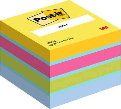3M Lipnių lapelių kubas Post-it Mini Lemon, 51 x 51 mm, 400 lapelių, įvairios spalvos