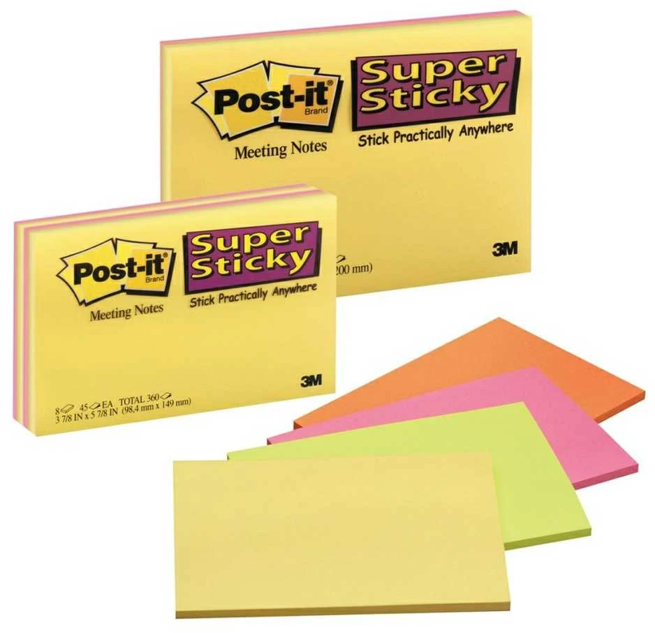 Lapeliai super lipnūs susitikimų užrašams Post-it® 152x101mm 4 vnt. po 45 lapeliai