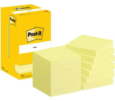 Lipnūs lapeliai užrašams 3M Post-it 76x76mm 12 vnt./pak., geltonos spalvos