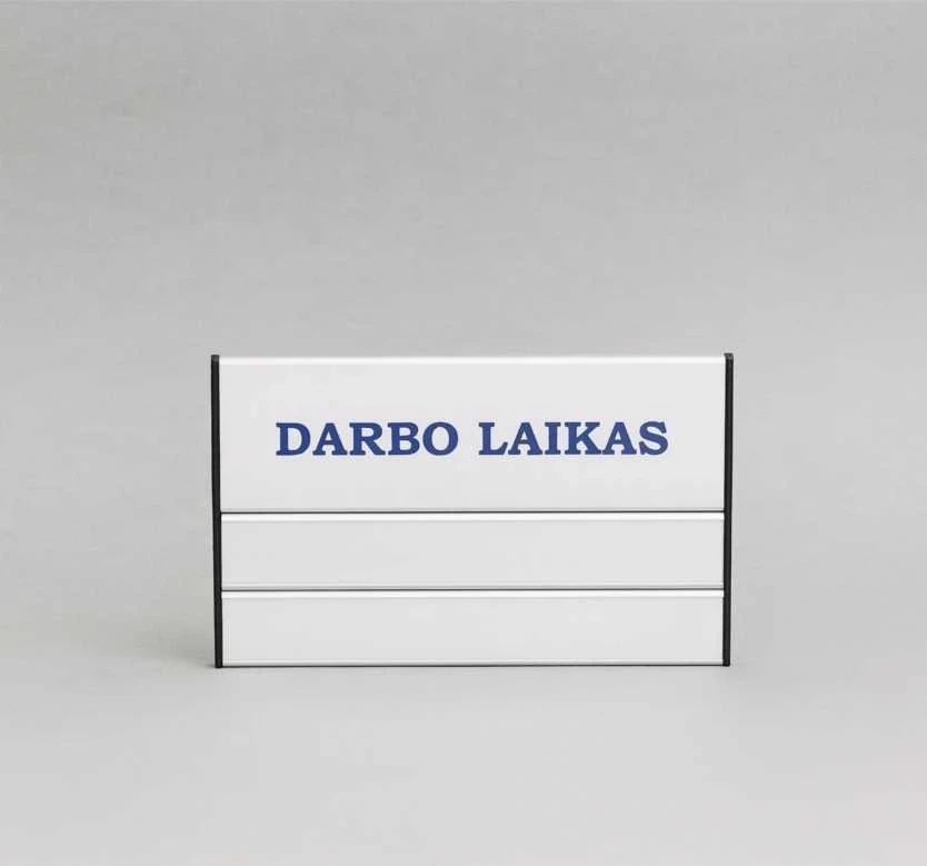 Lentelė informacinė 7.1 Darbo laikas vienpusė, su keičiama informacija, 125x200mm