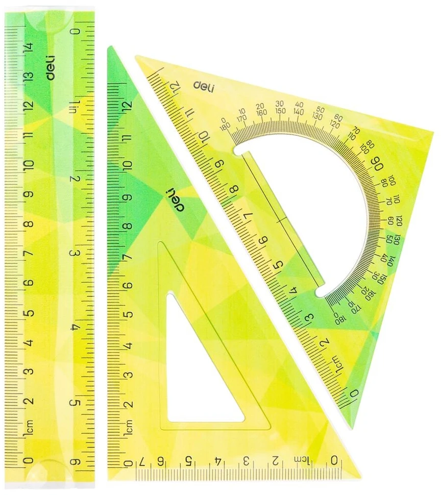 Liniuočių rinkinys DELI, 3 dalių, 15 cm, EcoPVC, lanksčios