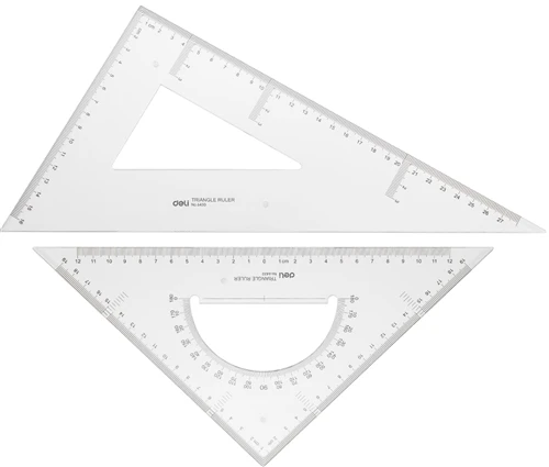 Liniuočių rinkinys DELI SET SQUARE, 2 vnt., skaidrios
