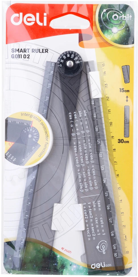 Liniuotė DELI 15cm-30cm sulankstoma juoda