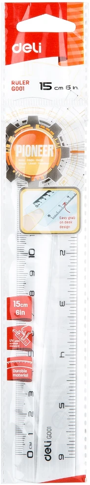 Liniuotė DELI 15cm skaidri