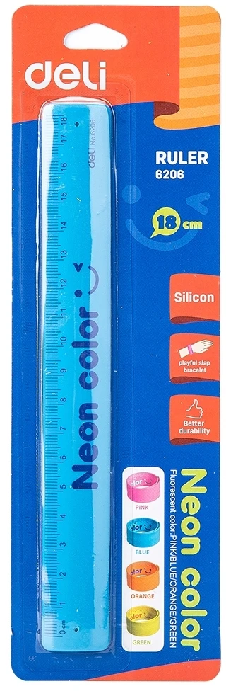 Liniuotė DELI E6206, 18cm, įvairių spalvų