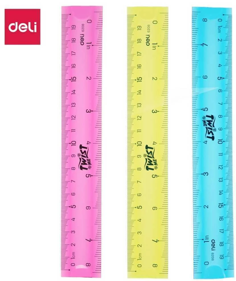 Liniuotė DELI E6208 20cm, įvairių spalvų