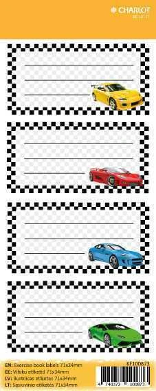 Lipdukai sąsiuviniams Charlot (Automobiliai) 76x35mm