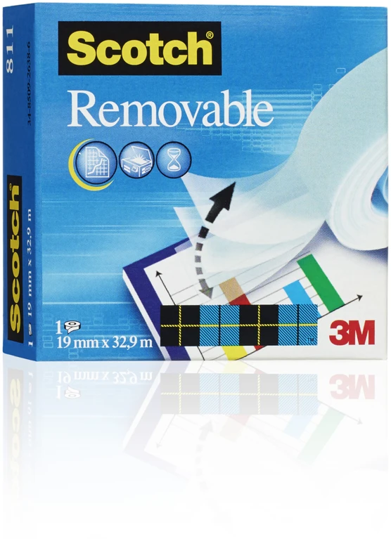3M Lipni juostelė SCOTCH MAGIC, 19 mm x 33 m, nuimama