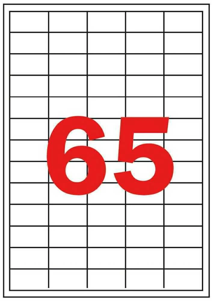 Lipnios etiketės Apli, A4, 38×21.2mm, nuimamos, 65 etiketės lape, 100 lapų, baltos spalvos