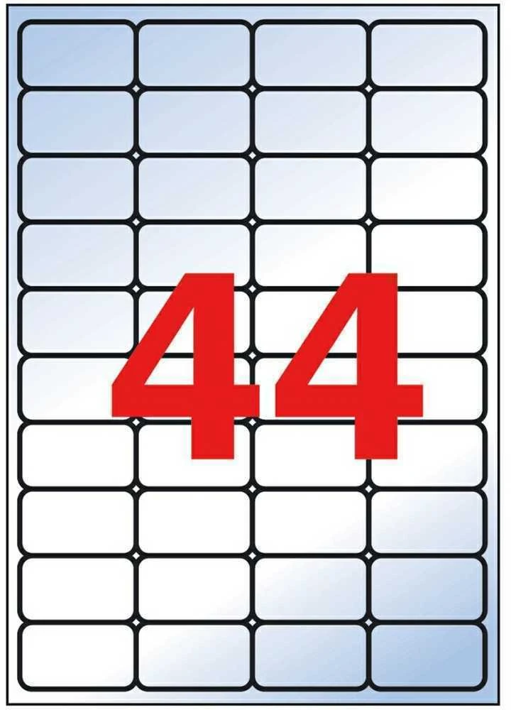 Lipnios etiketės Apli, A4, 48.5×25.4mm, 44 etiketės lape, matinės, 20 lapų, skaidrios