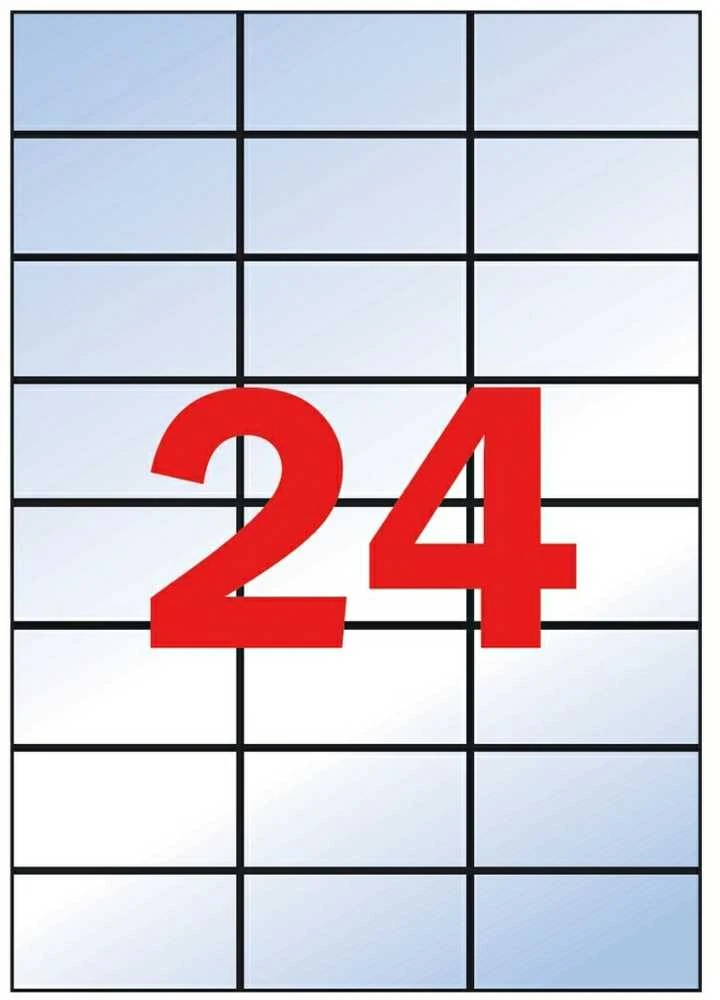 Lipnios etiketės Apli, A4, 70x37mm, 24 etiketės lape, matinės, 20 lapų, skaidrios