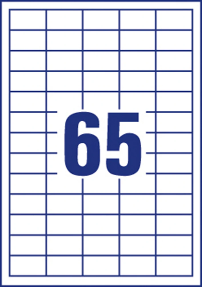 Lipnios etiketės Avery, A4, 38×21,2mm, 65 etiketės lape, 100 lapų, baltos spalvos