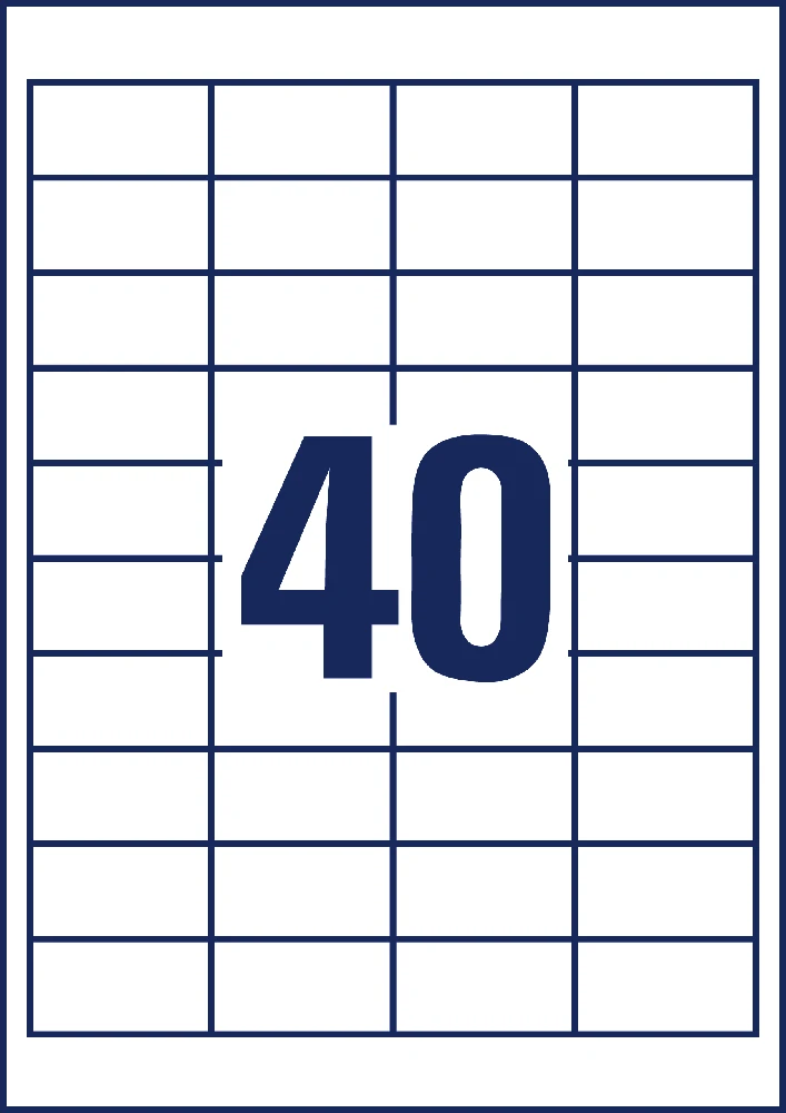 Lipnios etiketės Avery Zweckform, A4, 48,5×25,4mm, 40 etikečių lape, 100 lapų, baltos spalvos