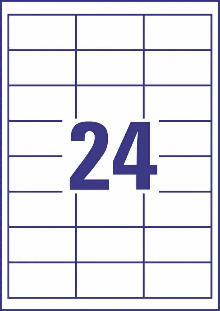 Lipnios etiketės Avery Zweckform, A4, 64.6×33.8, 24 etiketės lape, 100 lapų, baltos spalvos