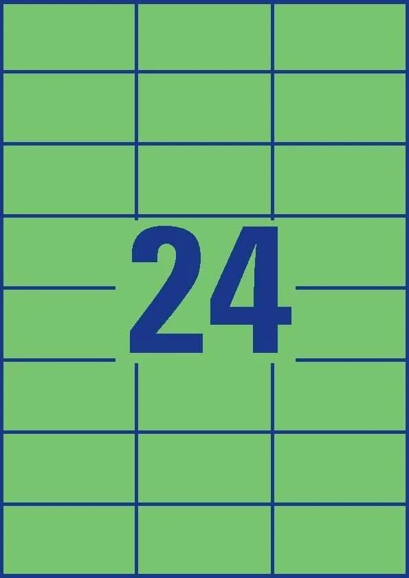 Lipnios etiketės Avery Zweckform, A4, 70x37mm, 100 lapų, 24 etiketės lape, žalios spalvos