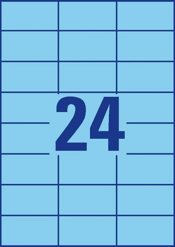 Lipnios etiketės Avery Zweckform, A4, 70x37mm, 100 lapų, 24 etiketės lape, mėlynos spalvos