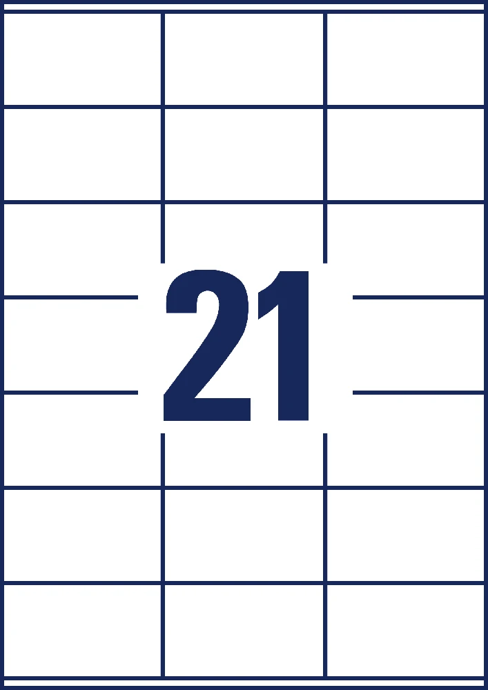 Lipnios etiketės Avery Zweckform, A4, 70x41mm, 21 etiketė lape, 100 lapų, baltos spalvos