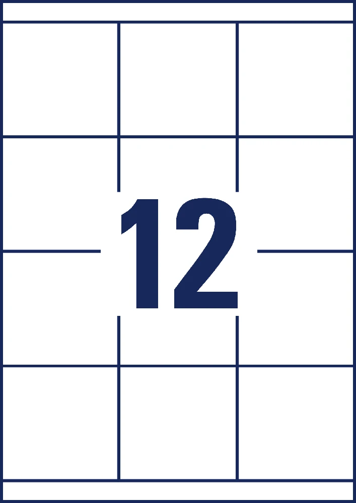 Lipnios etiketės Avery Zwerckform, A4, 70×67,7mm, 12 etikečių lape, 100 lapų, baltos spalvos