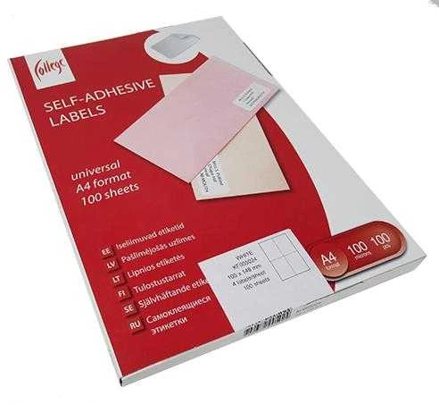 Lipnios etiketės College, A4, 48,5×25,4mm, 44 etiketės lape, 100 lapų, baltos spalvos