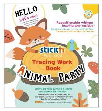 Lipnūs lapeliai -spalvinimo knygelė StickN Animal Party