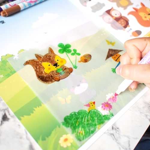 Lipnūs lapeliai -spalvinimo knygelė StickN Animal Party