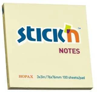 Stickxb4N Lipnūs lapeliai Stick´N 21007, 76x76mm, 100 lapelių, geltonos spalvos