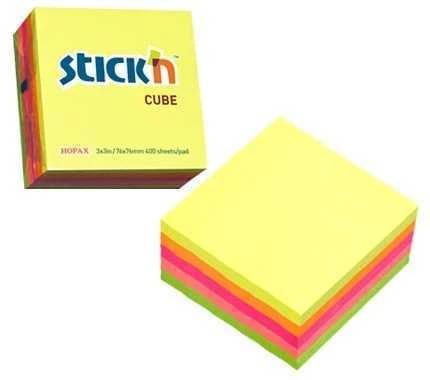 Stickxb4N Lipnūs lapeliai Stick´N 21012, 76x76mm, 400 lapelių, įvairių ryškių spalvų