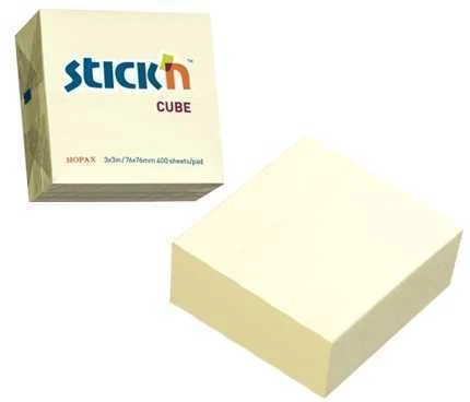 Stickxb4N Lipnūs lapeliai Stick´N 21072, 76x76mm, 400 lapelių, geltonos spalvos