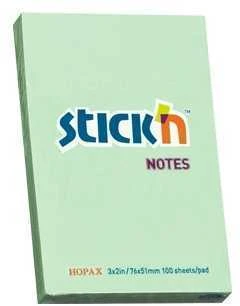 Stickxb4N Lipnūs lapeliai Stick´N 21147, 51x76mm, 100 lapelių, šviesiai žalios spalvos