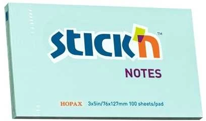 Stickxb4N Lipnūs lapeliai Stick´N 21155, 76x127mm, 100 lapelių, melsvos spalvos