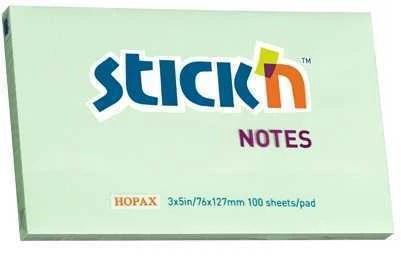 Stickxb4N Lipnūs lapeliai Stick´N 21156, 76x127mm, 100 lapelių, šviesiai žalios spalvos