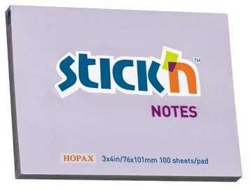 Stickxb4N Lipnūs lapeliai Stick´N 21404, 76x102mm, 100 lapelių, violetinės spalvos