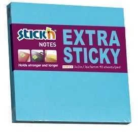 Stickxb4N Lipnūs lapeliai Stick´N Extra Sticky 21677, 76x127mm, 90 lapelių, neoninės mėlynos spalvos