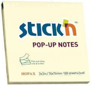 Stickxb4N Lipnūs lapeliai Stick´N Z-Notes, 76x76mm, 100 lapelių, geltonos spalvos