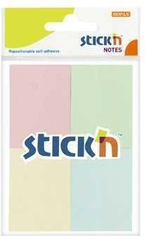 Stickxb4N Lipnūs lapeliai StickN 21090, 38x51mm, 4 spalvos po 50vnt, įvairių pastelinių spalvų, blisteryje
