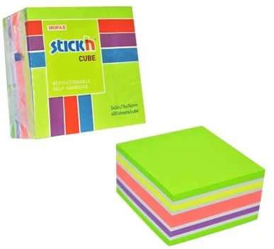 Stickxb4N Lipnūs lapeliai StickN 21537, 76x76mm, 400l neoninių žalių atspalvių