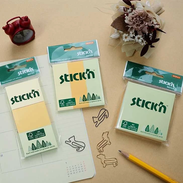 Stickxb4N Lipnūs lapeliai StickN 21886 FSC 76x25mm, 3 spalvos po 50 vnt, pastelinės spalvos