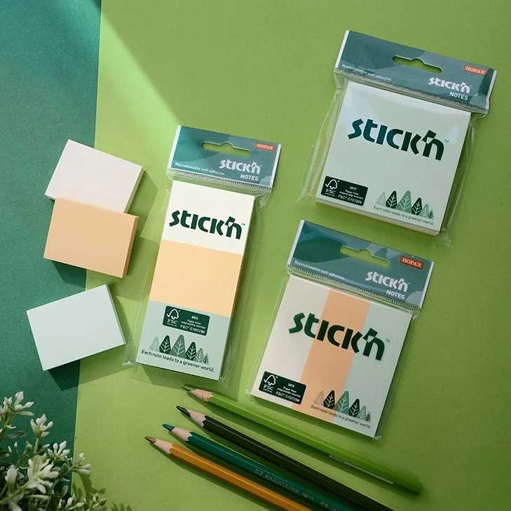 Stickxb4N Lipnūs lapeliai StickN 21886 FSC 76x25mm, 3 spalvos po 50 vnt, pastelinės spalvos