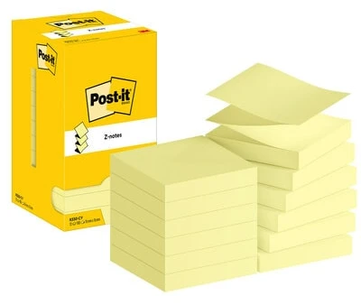 Lipnūs lapeliai Z 3M Post-it, 76x76mm, 12vnt/pak, geltonos spalvos