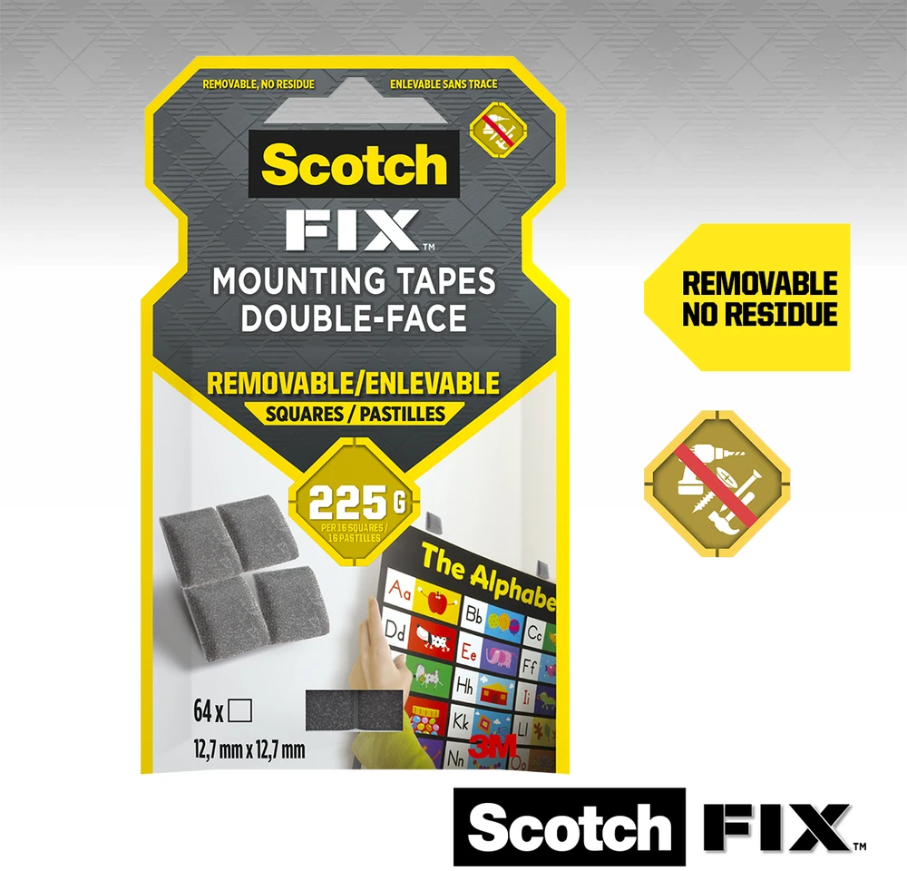 Lipnūs montavimo kvadratėliai Scotch-FIX™ 108 12,7mm x 12,7mm 64vnt/pak
