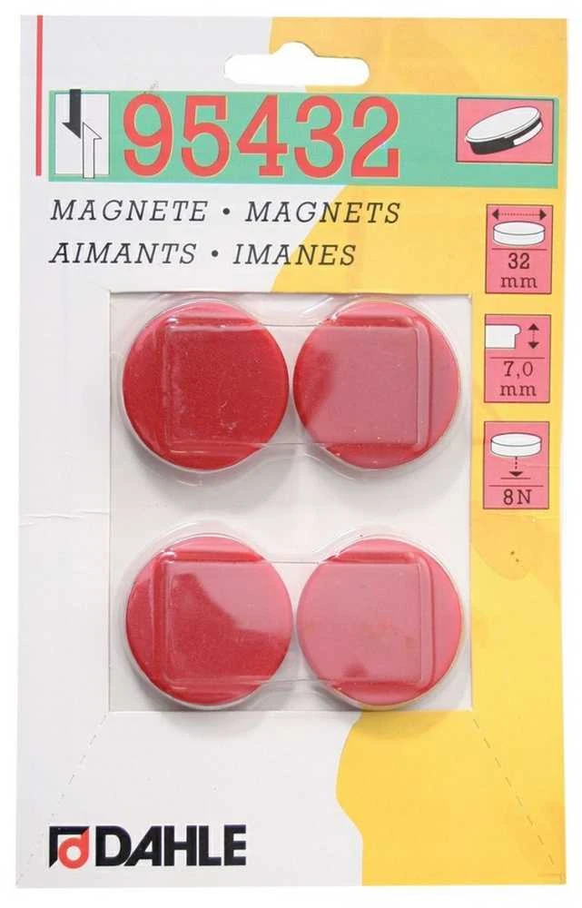 Magnetai Dahle, 32mm, 4vnt., raudonos spalvos