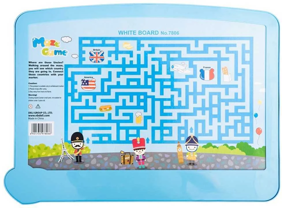 Magnetinė balta lentelė DELI, 400x300mm, rožiniu / žydru plastikiniu rėmu