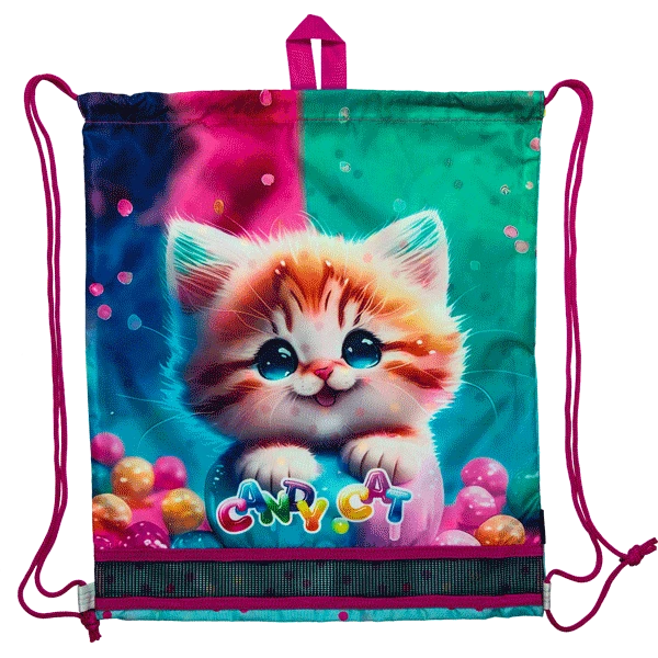 Maišelis sportinei aprangai DeVente, Candy Cat 40x47cm