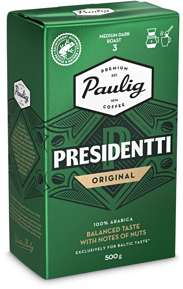 Kava PAULIG PRESIDENTTI ORIGINAL, malta, 500g